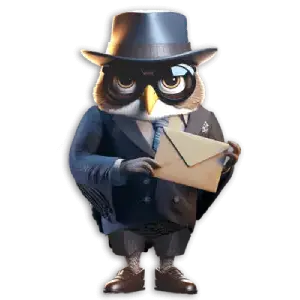 Eule mit Briefumschlag – Newsletter von Spybrain Escape