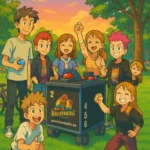ein fröhliches comic-boller-team