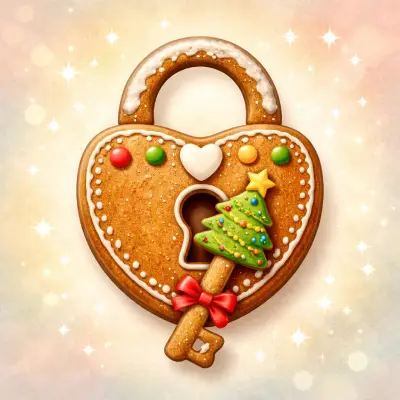 ein weihnachtliches Lebkuchenschloss mit einem Tannenbaum als Schlüssel